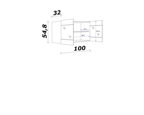 Flex Well wandkast met glazen deur Varo BxDxH 100 x 32 x 54,8 cm wit mat gedemonteerd scharnier links rechts