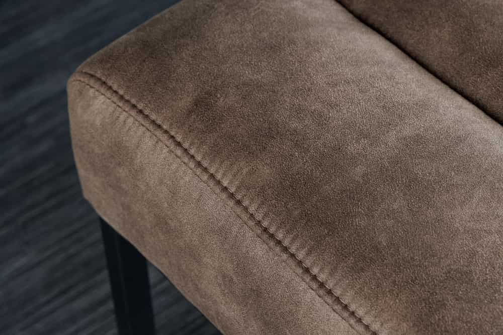 Design Sitzbank PETIT BEAUTÉ 110cm vintage taupe Microfaser schwarzes Metallgestell