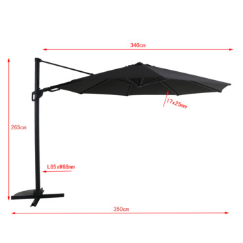 Zweefparasol Menorca Antraciet Ø340 cm