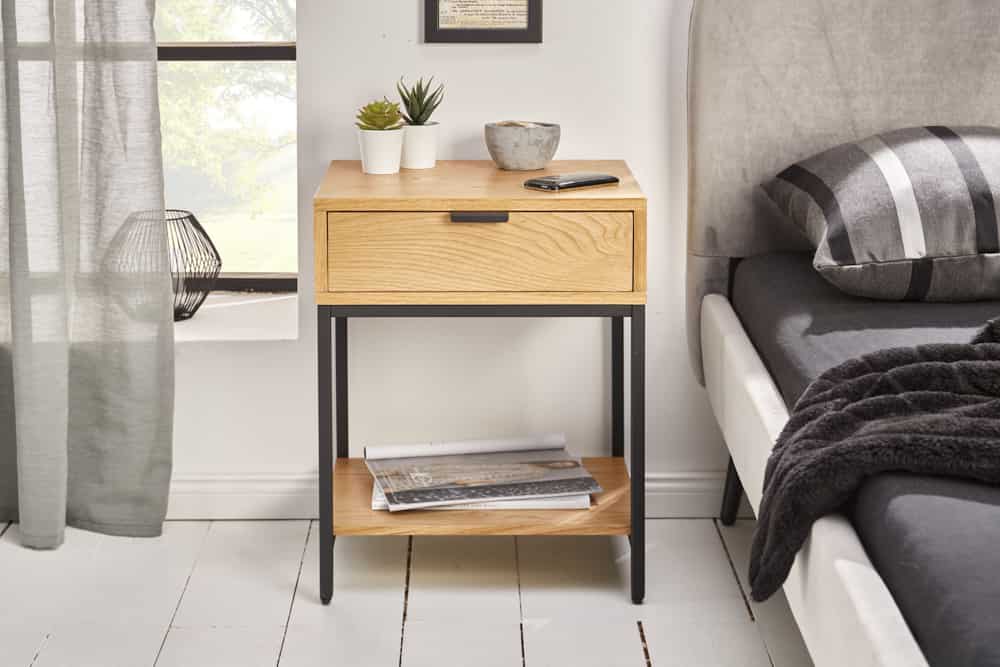Industrial Nachttisch ELEMENTS 40cm Eiche Beistelltisch mit Schublade