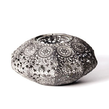 Laterne 'Darwin', klein, aus Metall, Ø 14 cm, H 6,5 cm von fischer's lagerhaus