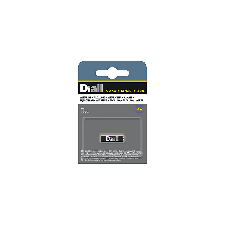 Pile alcaline V27A non rechargeable Diall, lot de 1