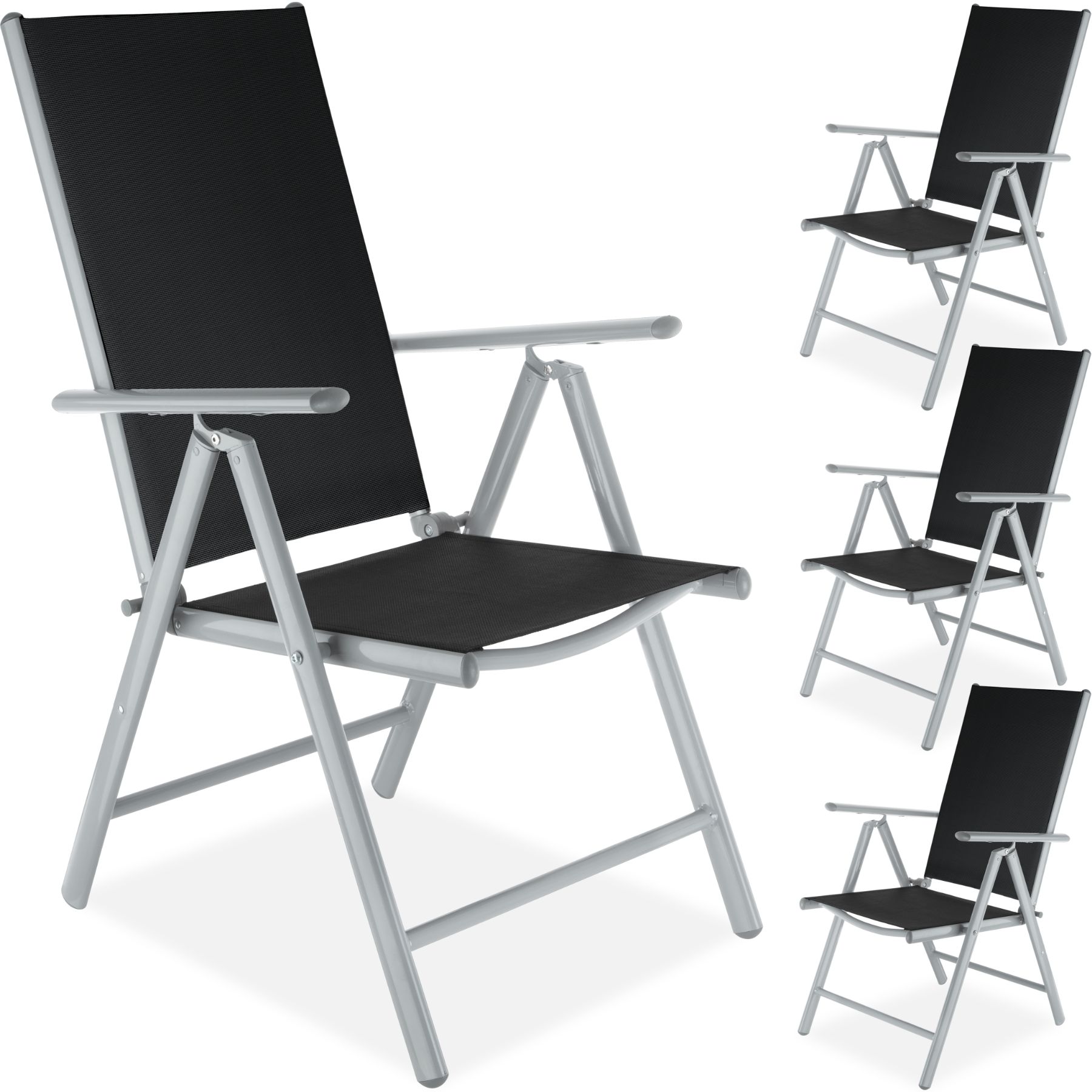 tectake® 4er Set Gartenstuhl, klappbar, 7-fach verstellbare Rückenlehne, 67 x 56 x 105 cm