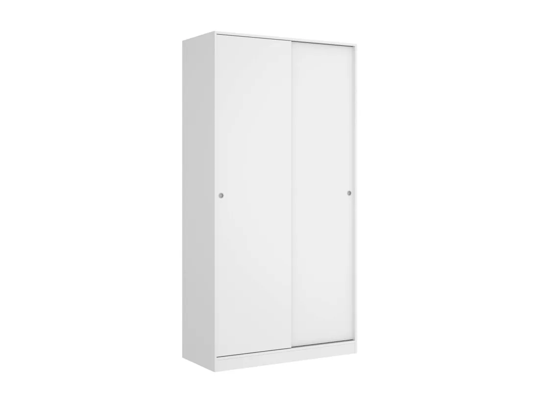 Armoire Kilimandjaro, Cintre pour chambre à coucher, Armoire avec 2 portes coulissantes, 100x50h204 cm, Blanc