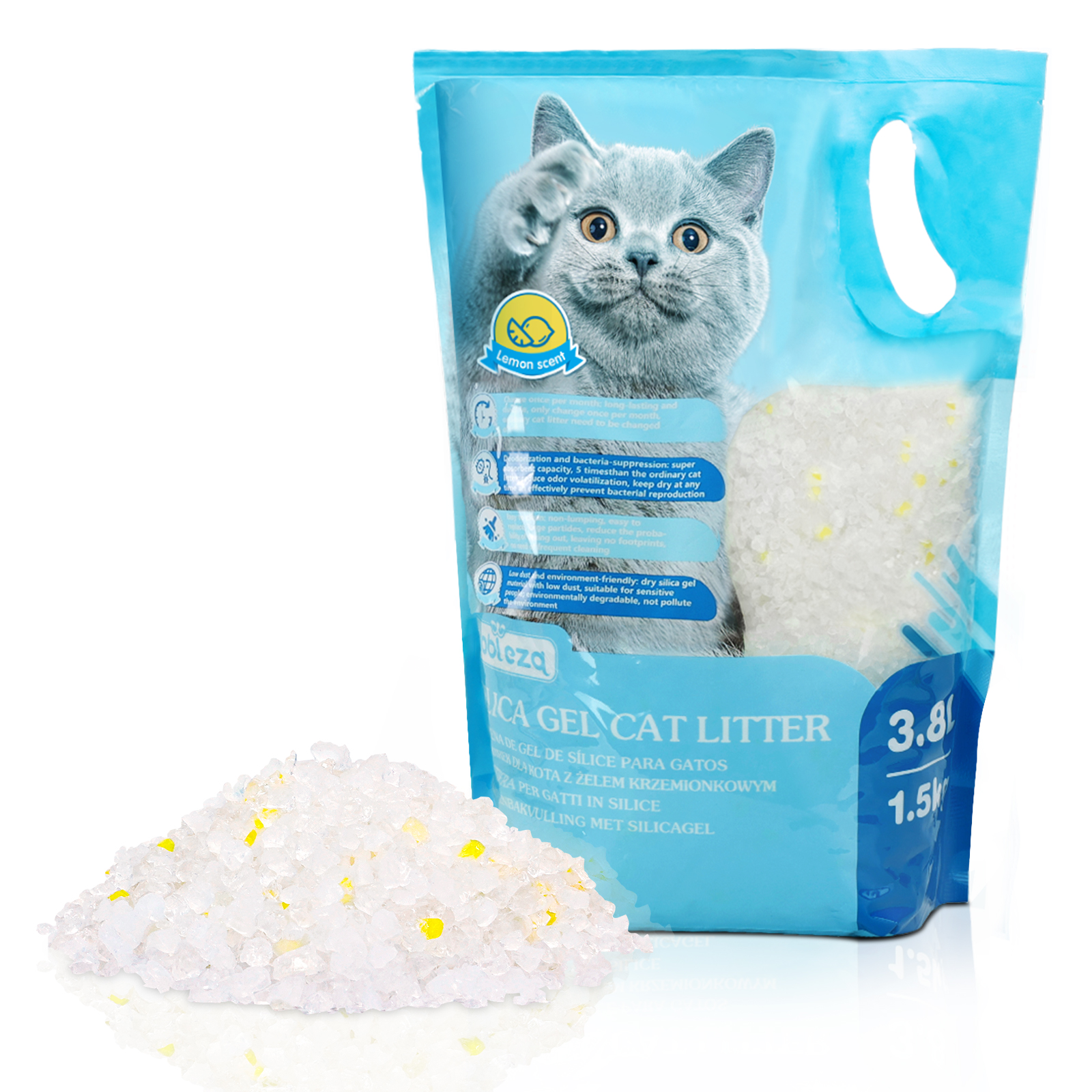 Nobleza - Areia higiênica de sílica para gatos, em gel diamante, 3,8L. Absorvente, confortável e biodegradável.