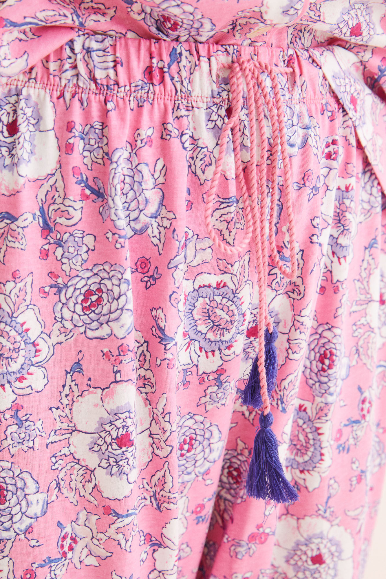 Pijama estilo camisa rosa estampado, 100% algodão - rosa