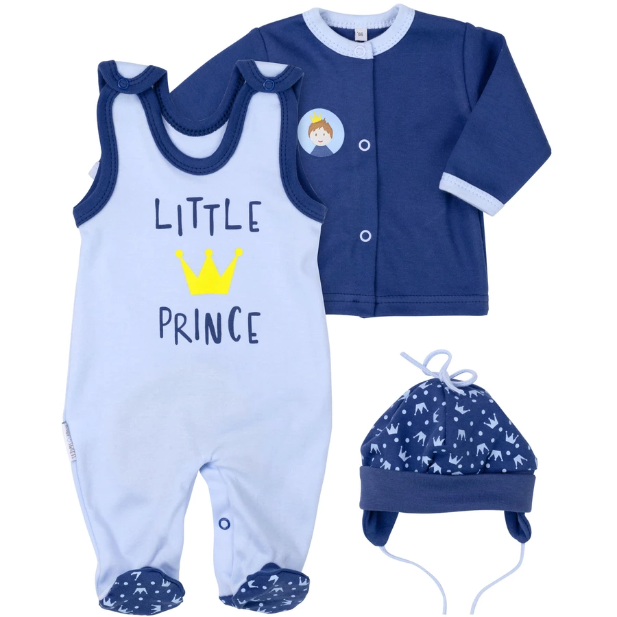 Baby Sweets 3tlg Set Strampler + Shirt + Mütze Little Prince blau