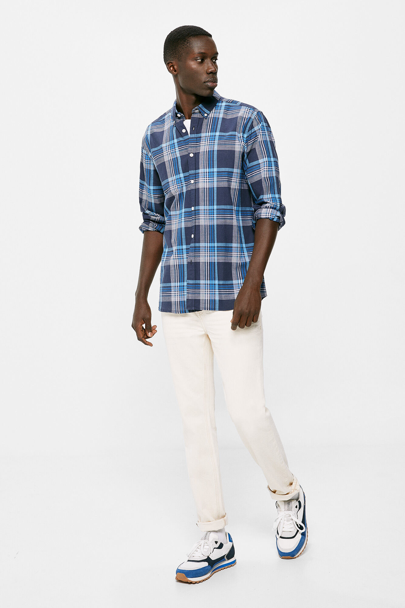 Camisa xadrez leve - azul médio