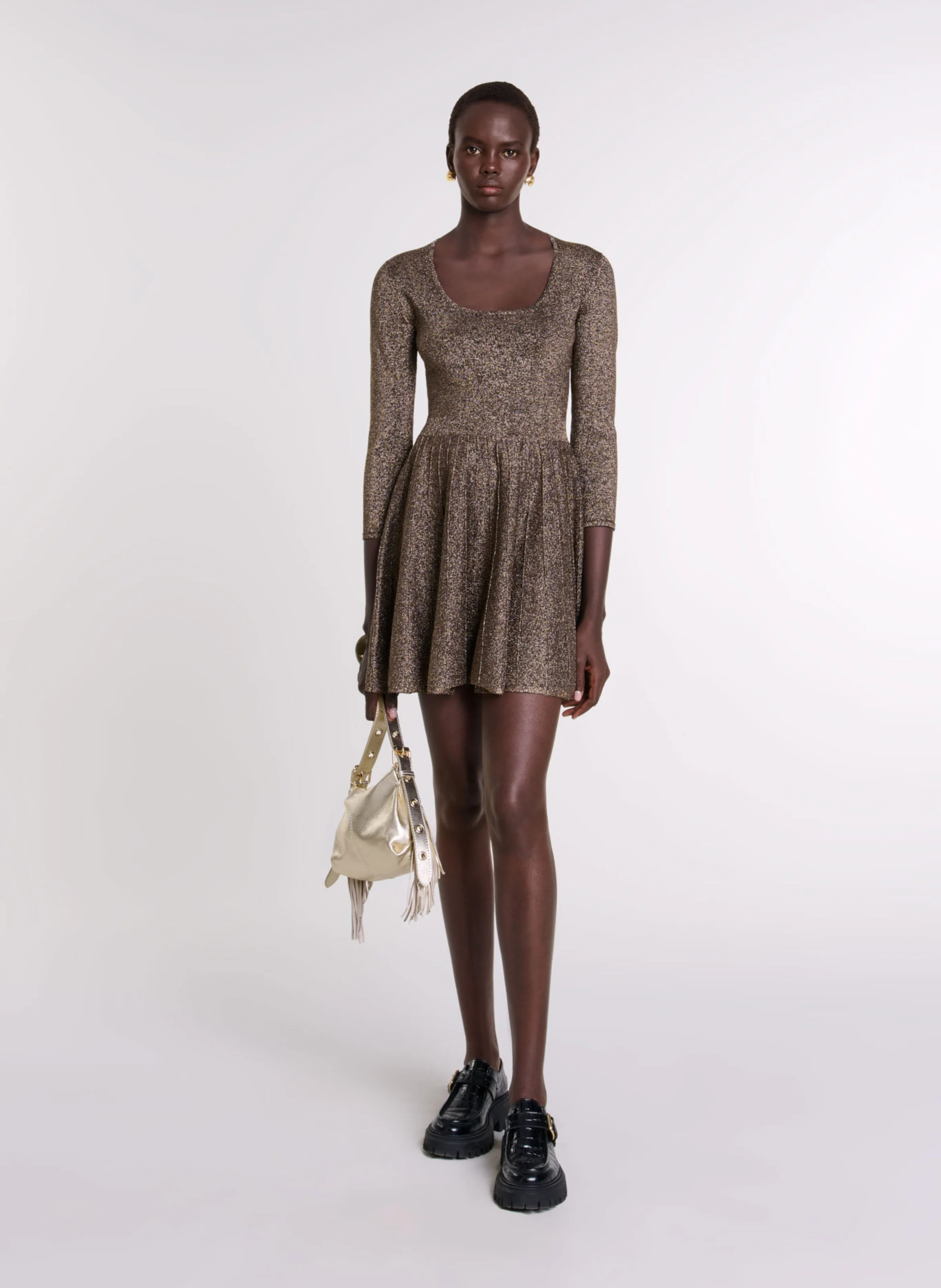 Robe courte cintrée pailletée | Doré