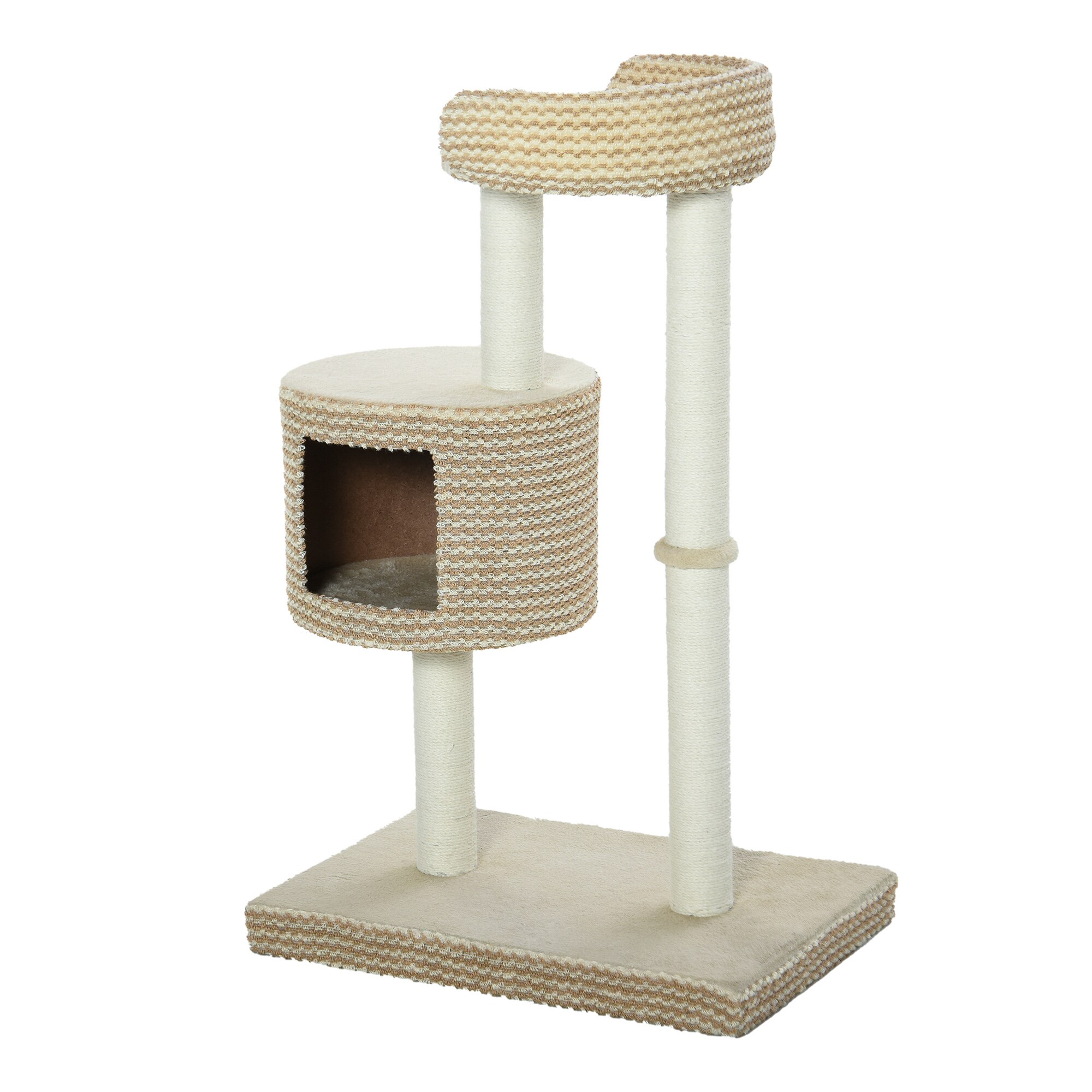 PawHut Katzenbaum mit Kuschelhöhle beige, braun 61 x 41 x 96 cm (BxTxH)