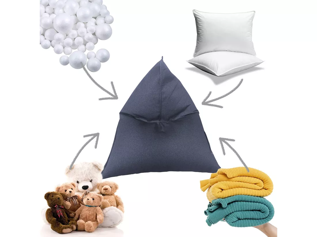 Housse Pouf Vide Fermeture Éclair Polyester Bleu 50x110x130