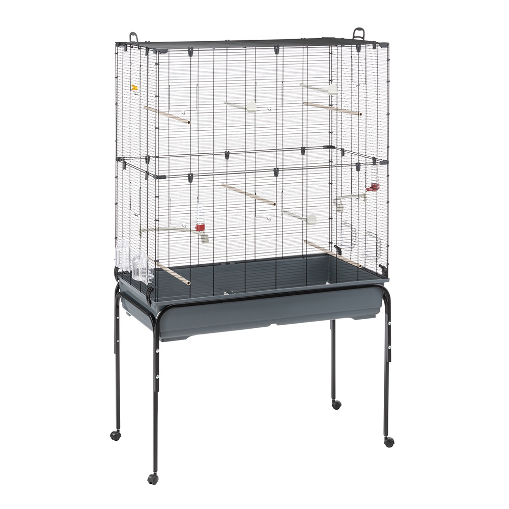 Ferplast cage oiseaux planeta, volière, perruche, canari, petits oiseaux, avec mangeoire et accessoires, support à roulettes