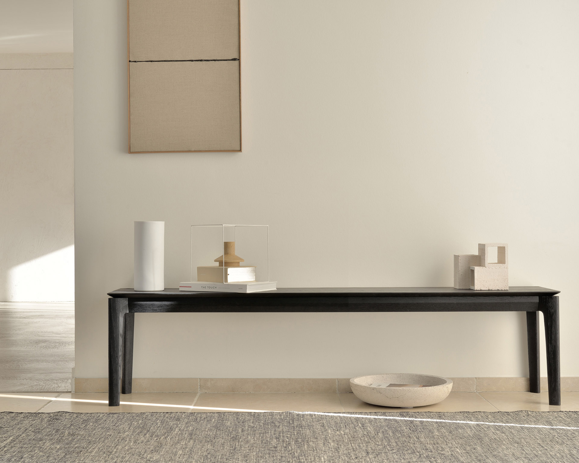 Bok bank - eiken zwart - 146cm