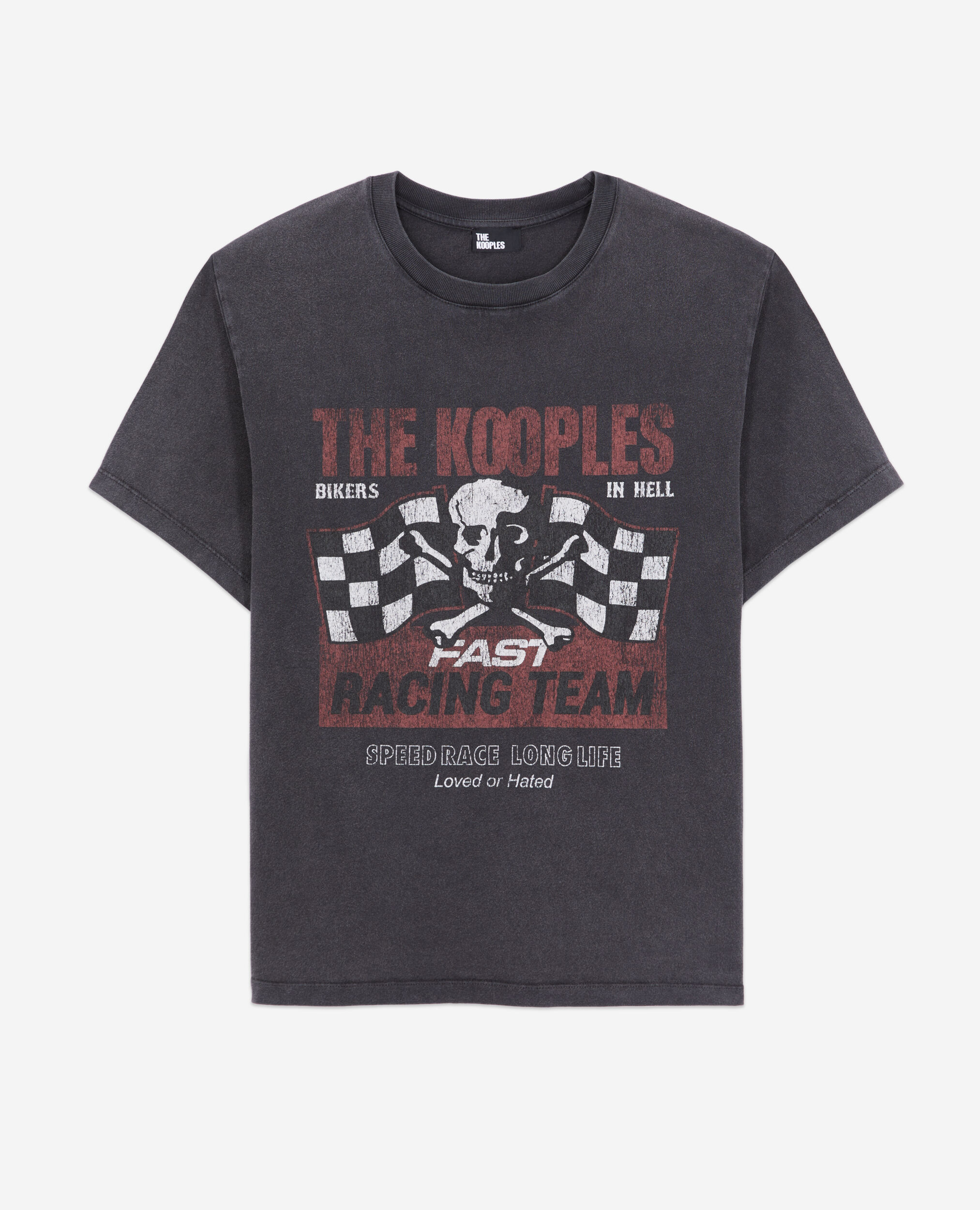 T-shirt noir avec sérigraphie Racing skull