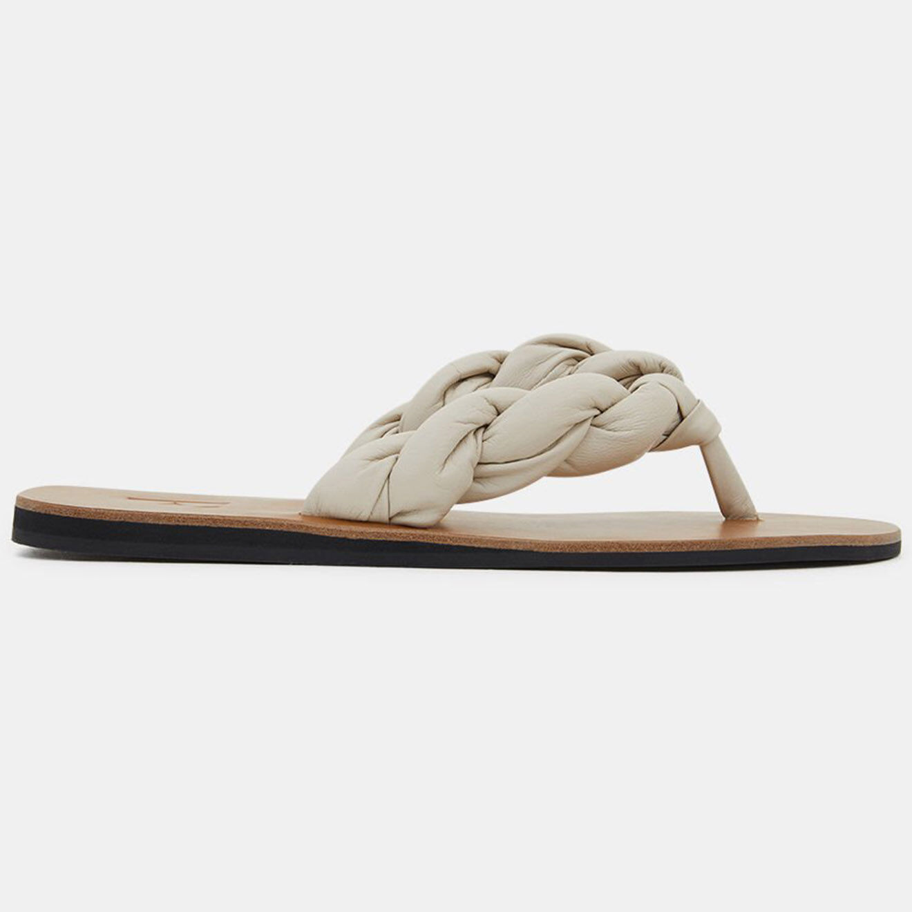 Flattered Tongs en Cuir Blanche beige clair
