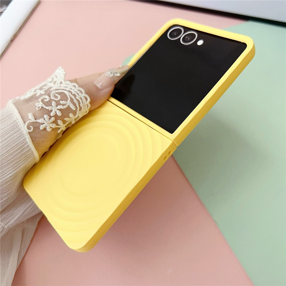 Samsung Galaxy Z Flip7 Soft Touch Hardcase Schutzhülle im Wellen Muster mit MagSafe-Modul - Rosa