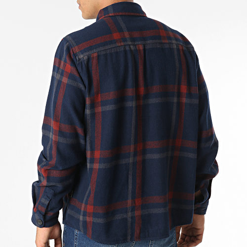 Chemise Manches Longues A Carreaux 20714963 Bleu Marine Bordeaux