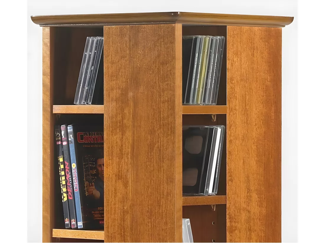 Tour CD DVD Pivotante Merisier 4 Faces 28 Etagères L 35 H 134.5 P 35 cm