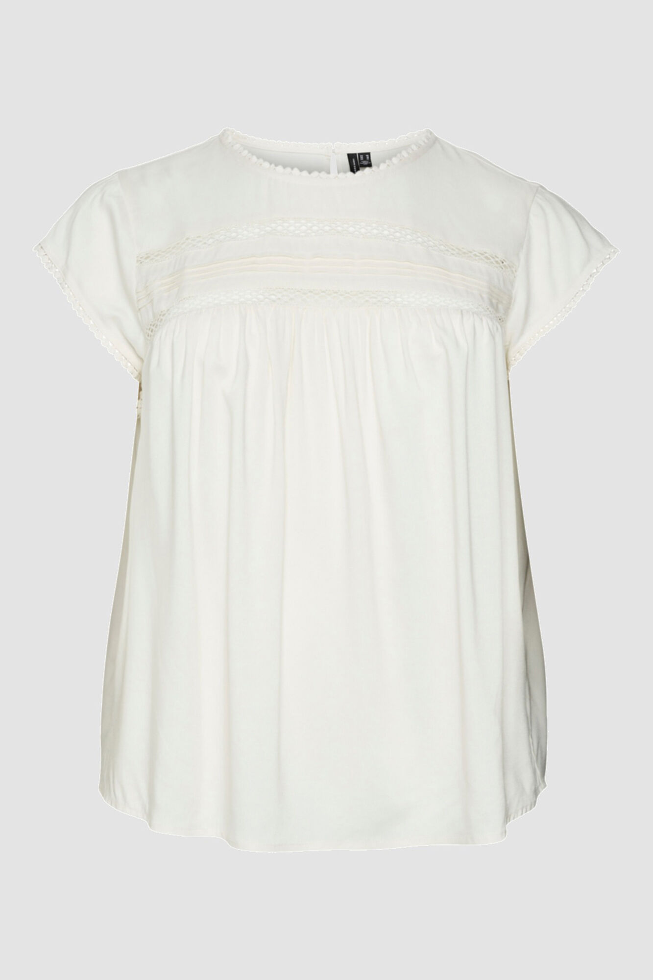Blusa de manga curta e gola redonda - Branca
