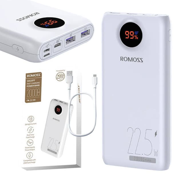 Powerbank Romoss SW20PF 20000mAh, 22,5W (hvid)