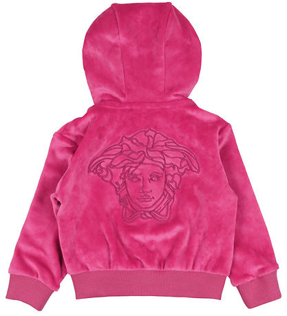 Versace Cardigan - Velours - Fuchsia m. Logo