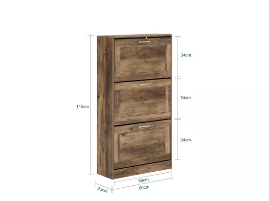 SoBuy FSR137-L-F Meuble à Chaussures Armoire à Chaussures Meuble d'entrée, Meuble de Rangement à Chaussures avec 3 Abattants pour Entrée Couloir