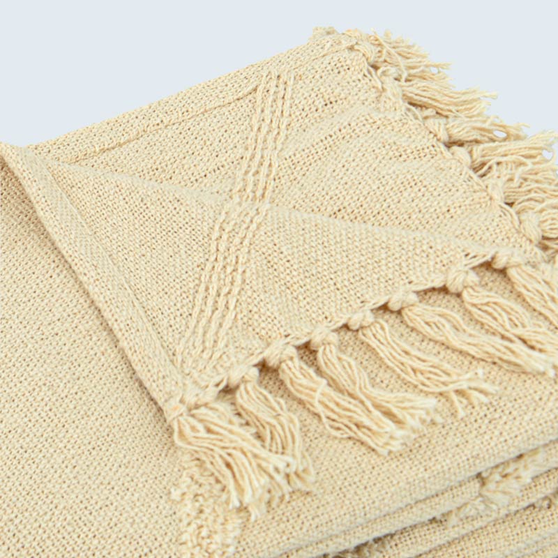 Plaid 'Vicci' coton tufté écru et beige