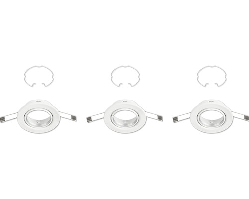 Inbouwspotset, 3-delig, IP23, draaibaar, wit, Ø 8,6/6,8 cm, 230V