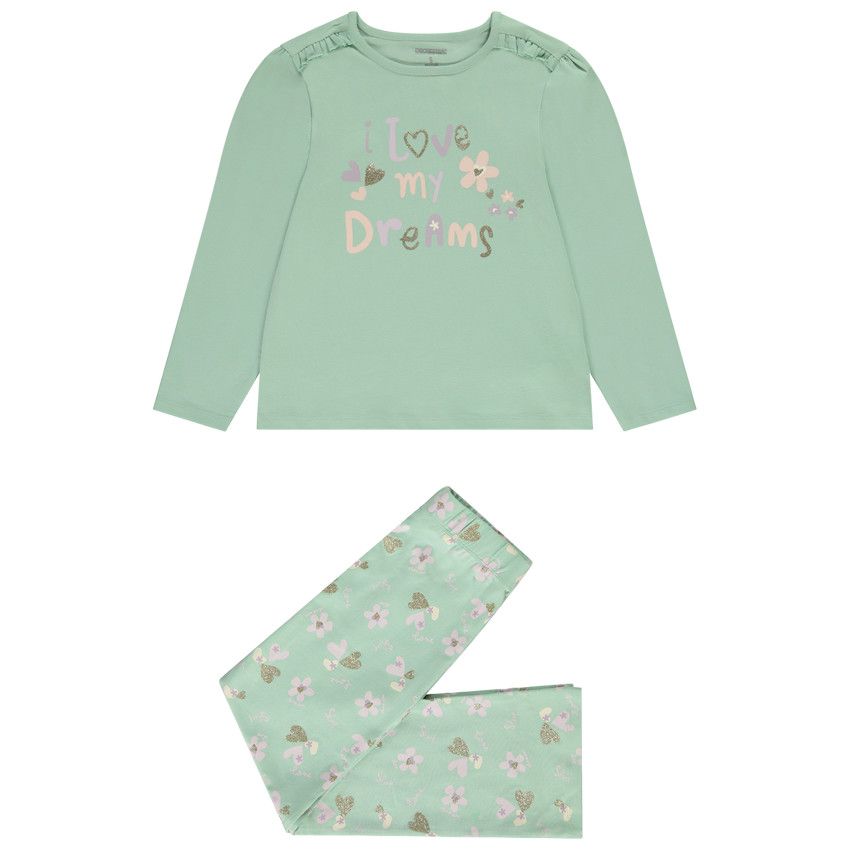 Pyjama 2 pièces imprimé fantaisie pour fille - Vert