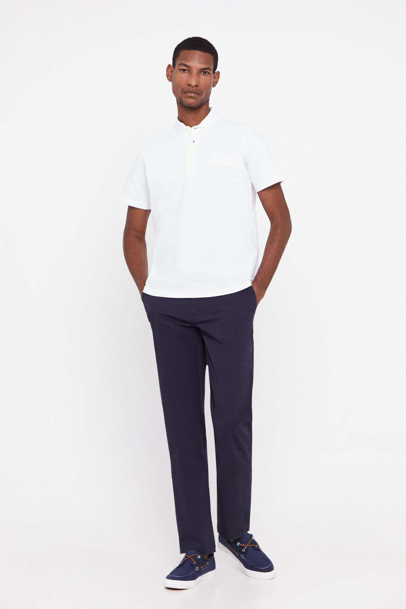 Calça chinesa leve de corte regular - Azul marinho