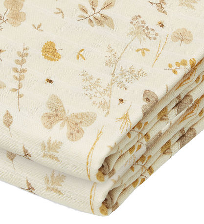 Cam Cam Stofbleer - 70x70 cm - 2-pak - Beige m. Blade/Sommerfugl