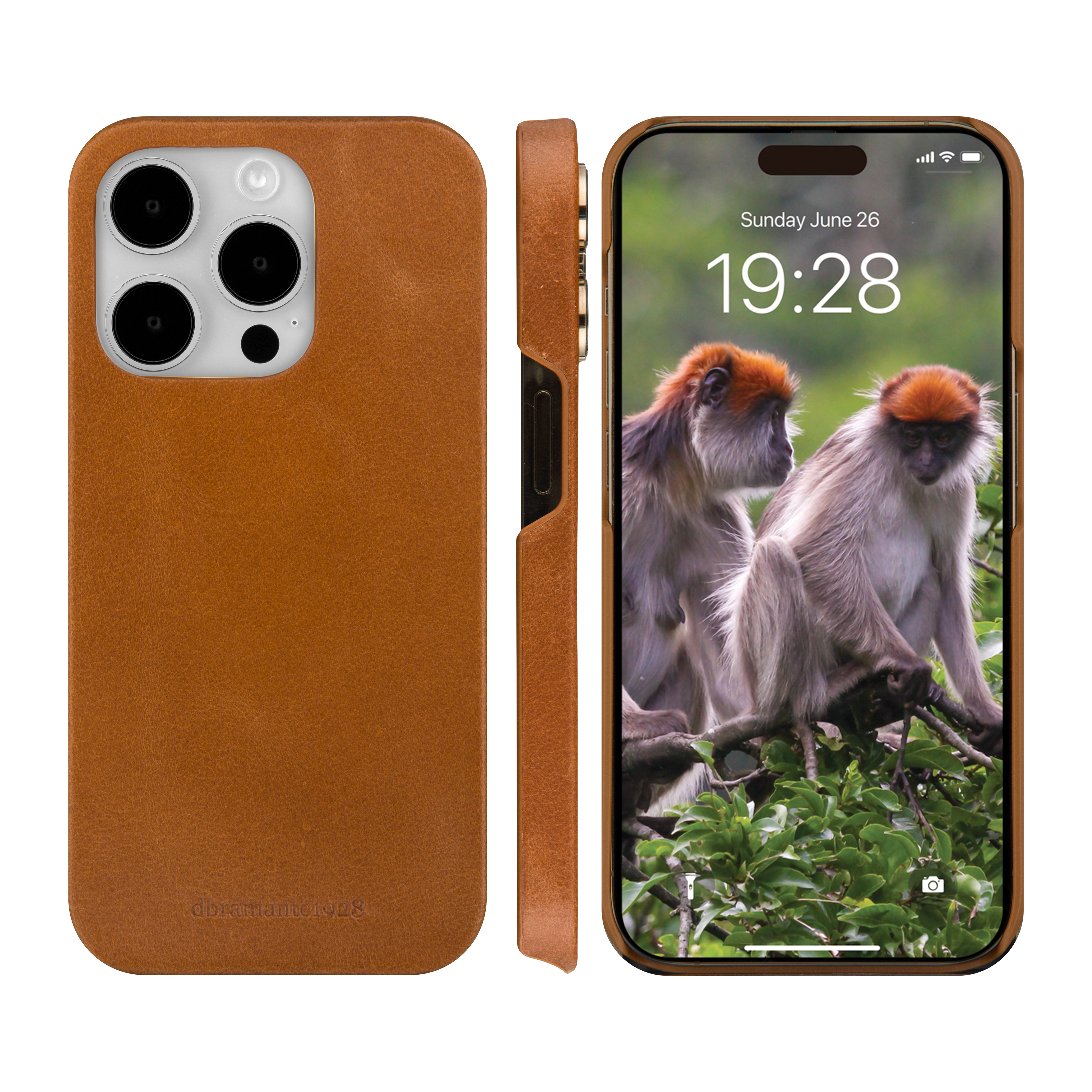 iPhone 15 Pro 2in1 Wallet Case Echtleder Tasche mit RFID Schutz Lynge (LY61GT001861) - Tan