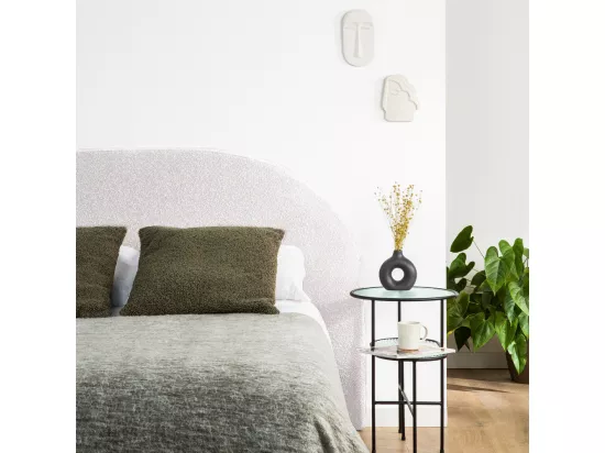 Noussa - Tête de lit en tissu bouclette demi-lune L170cm - Écru