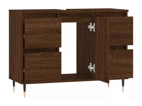 Armoire salle de bain chêne marron 80x33x60cm bois d'ingénierie