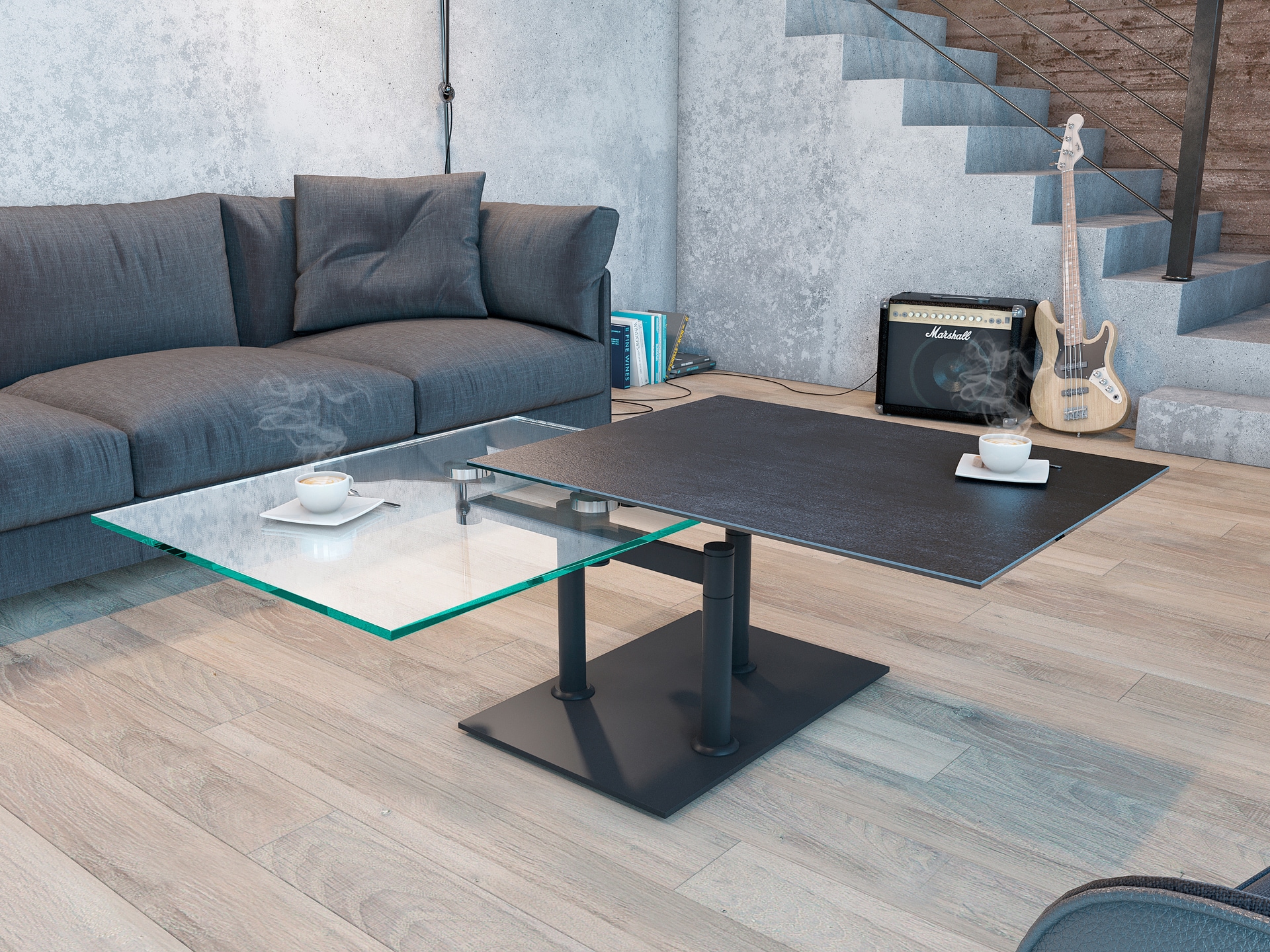 Puro Couchtisch OPERA 90(150) x 60 cm titan