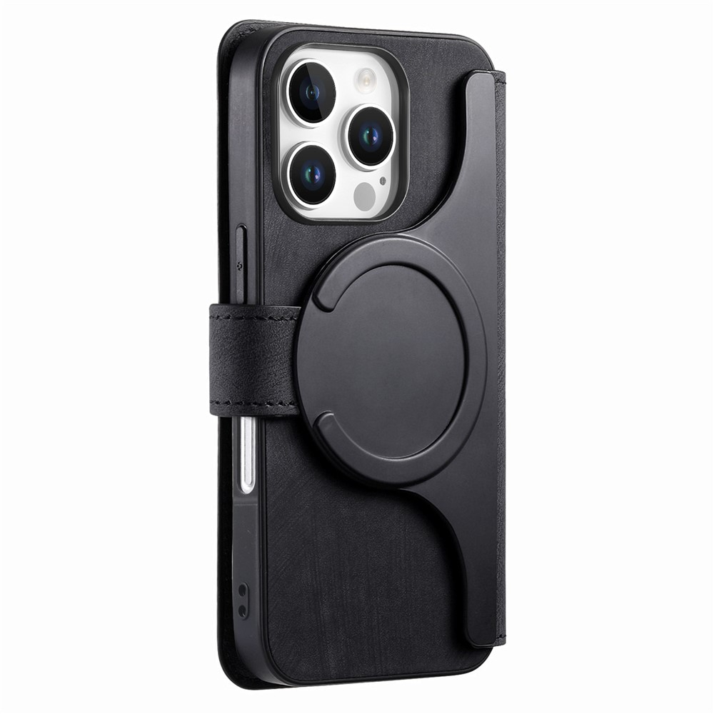 iPhone 16 Pro MagSafe Leder Case Schutzhülle   Abnehmbare Tasche inkl. Kartenfächer - Schwarz