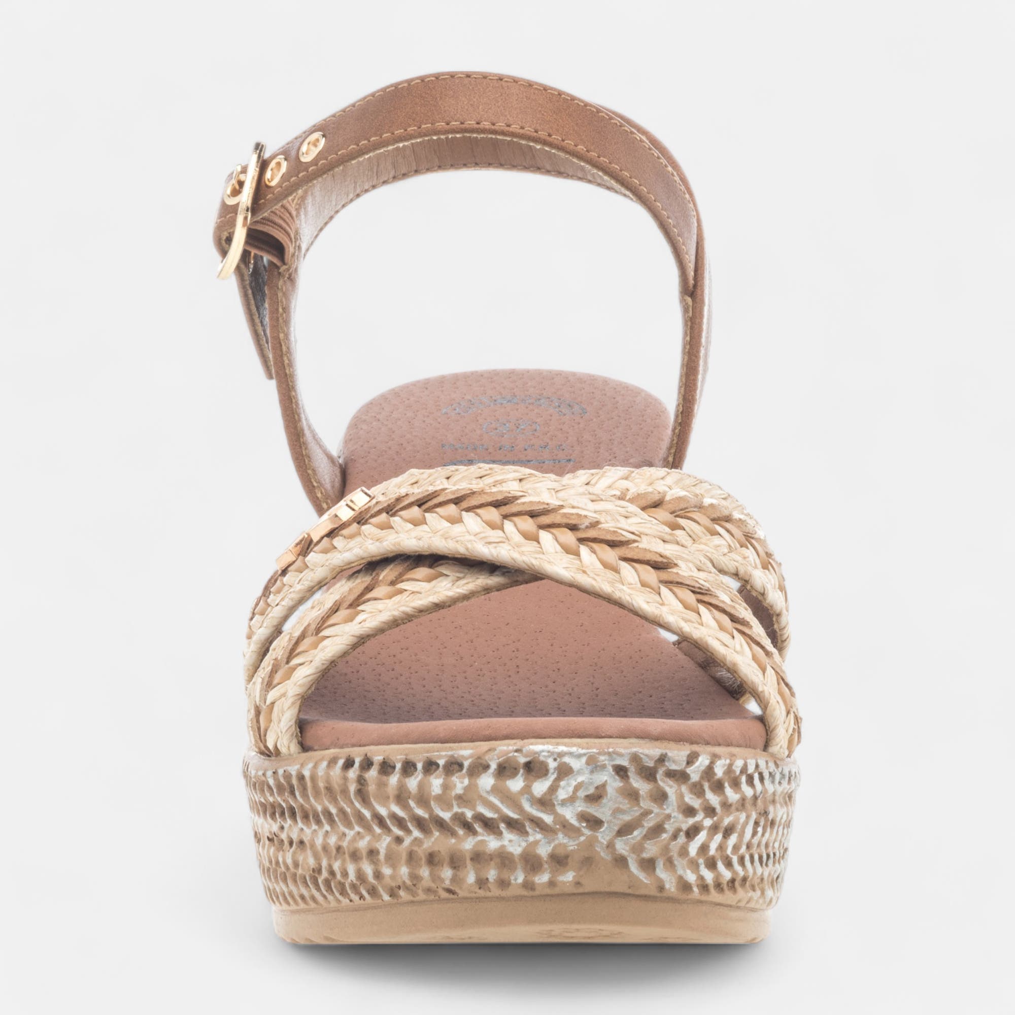 Sandales à talon compensé Femme camel
