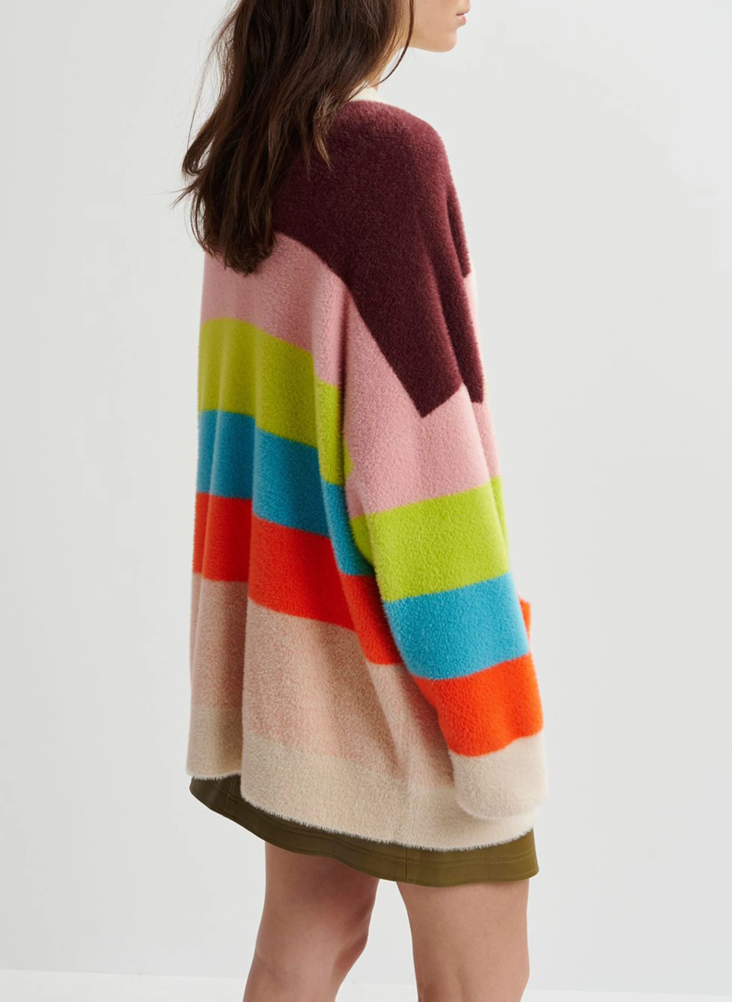 GAAN - Gilet ample col V à rayures | Multicolore