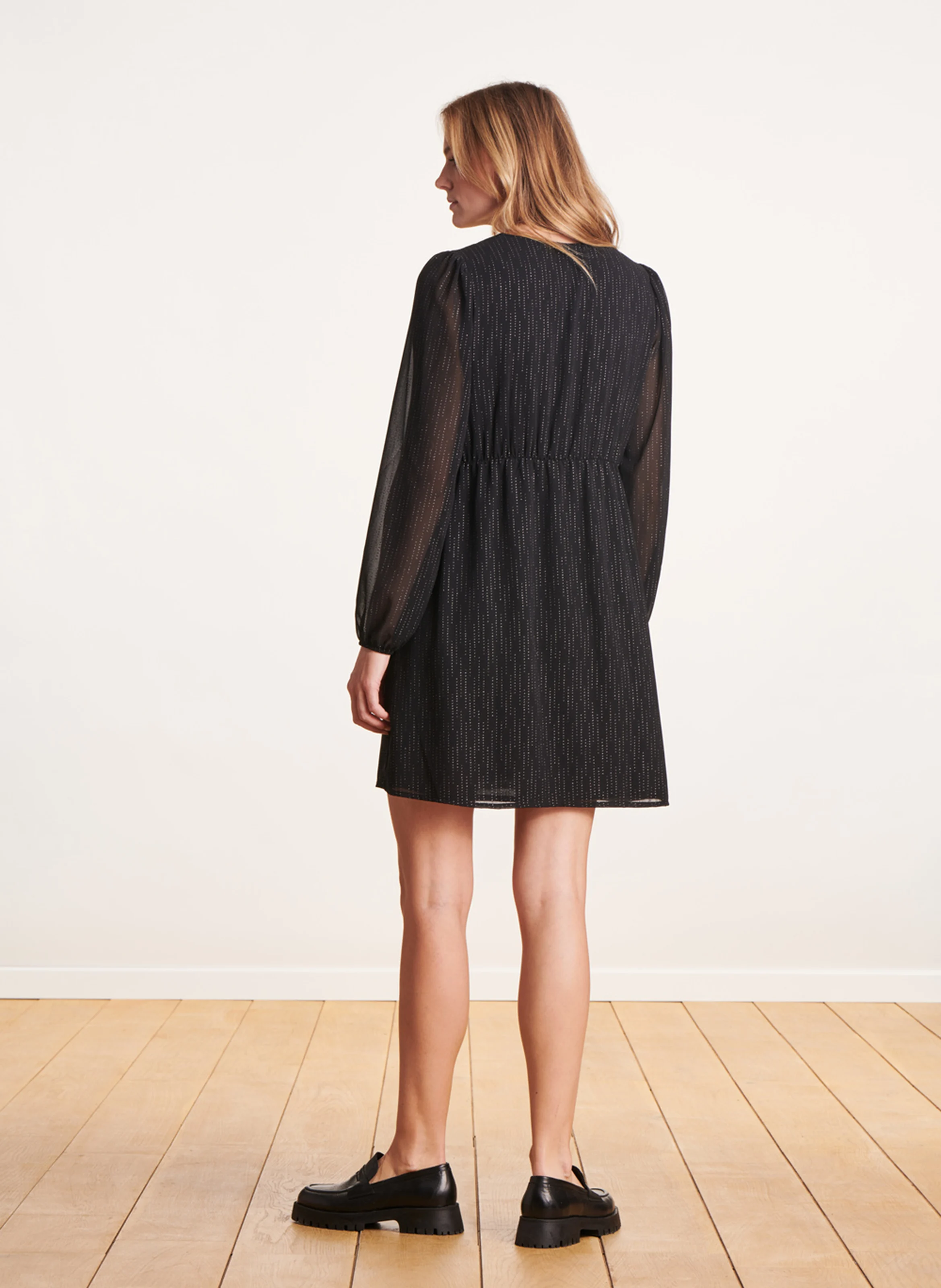 Robe courte à strass drapée | Noir