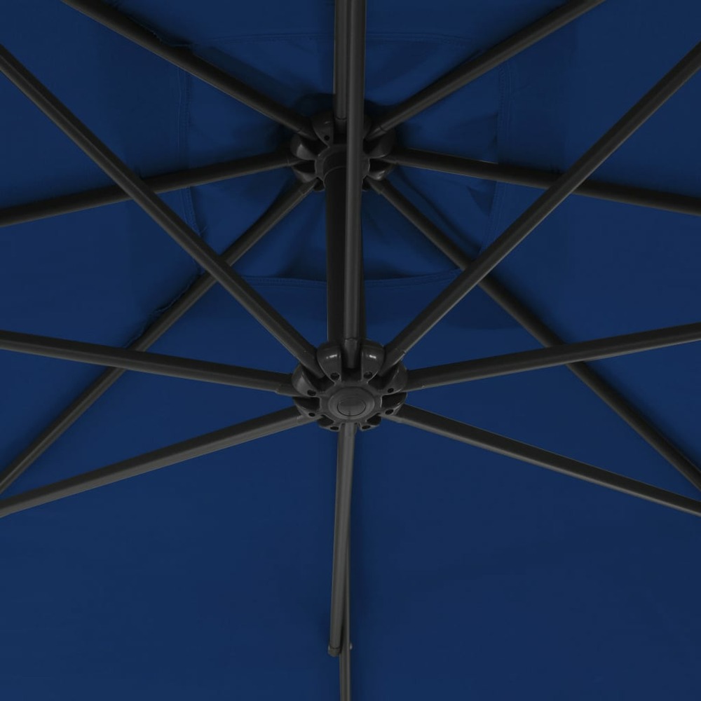 Parasol meuble de jardin déporté avec mât en acier 250 x 250 cm azuré