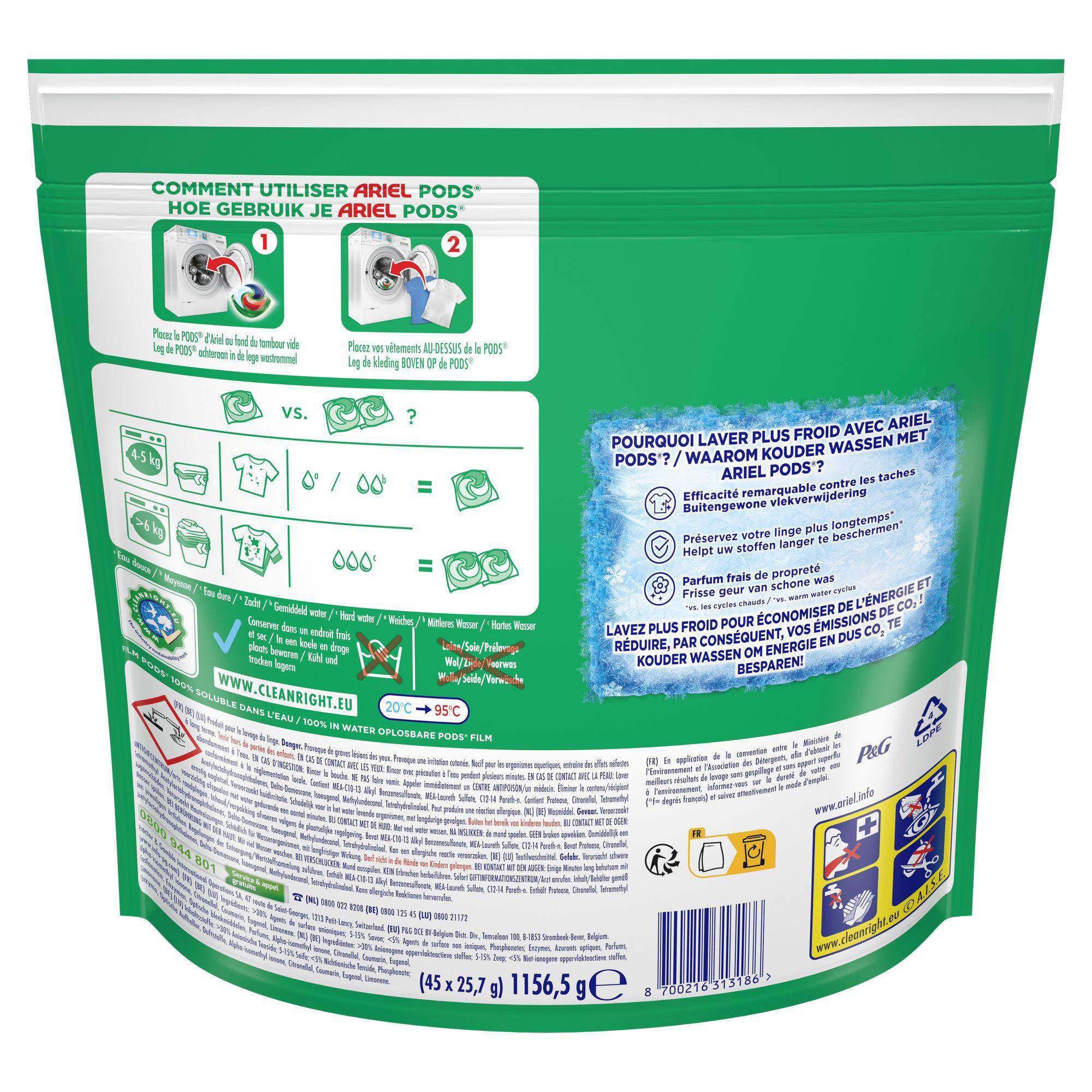 Ariel 4in1 PODS Wasgoed Capsules +Ultra Vlekverwijderaar - 3 x 45 wasbeurten - 135 wasbeurten