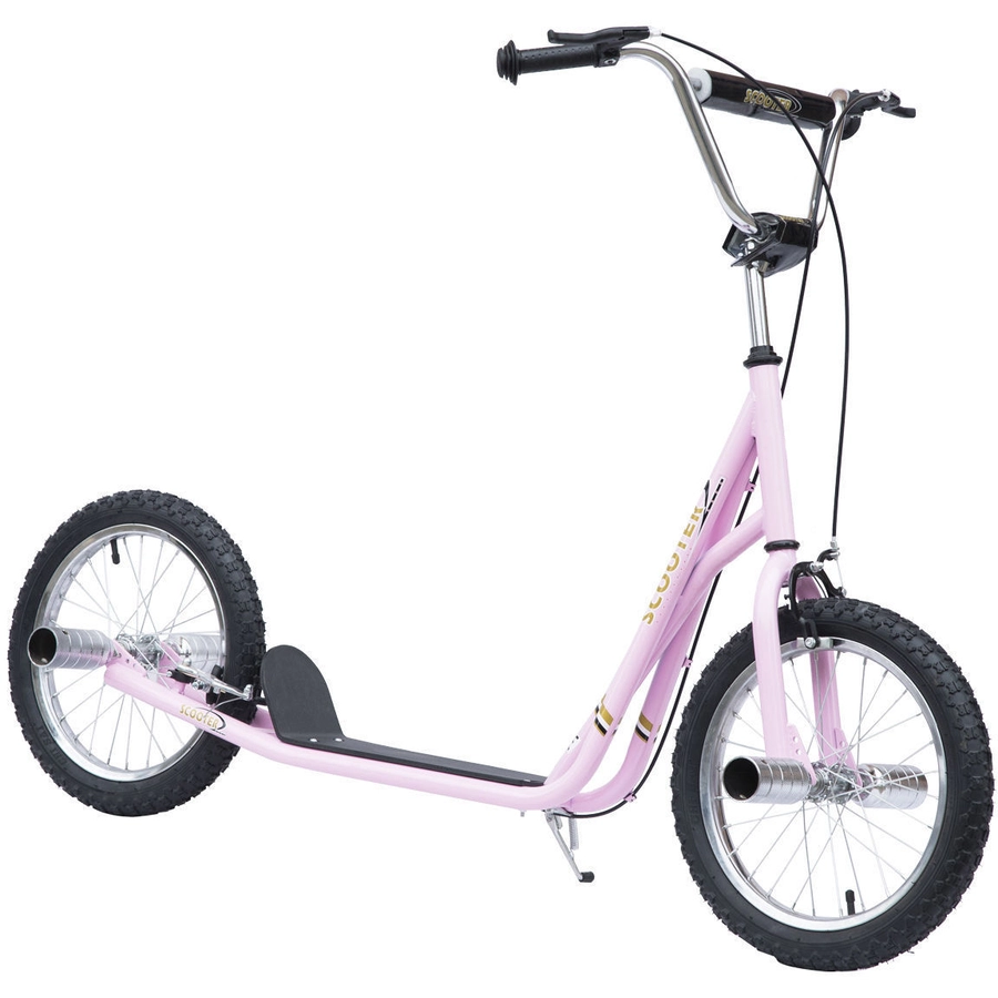 HOMCOM Kinderroller Mit Handbremse, extra dicker Luftbereifung, Höhenverstellbarer Lenker rosa