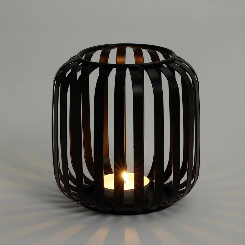 Lanterne ajourée métal noir Ø10xH12cm