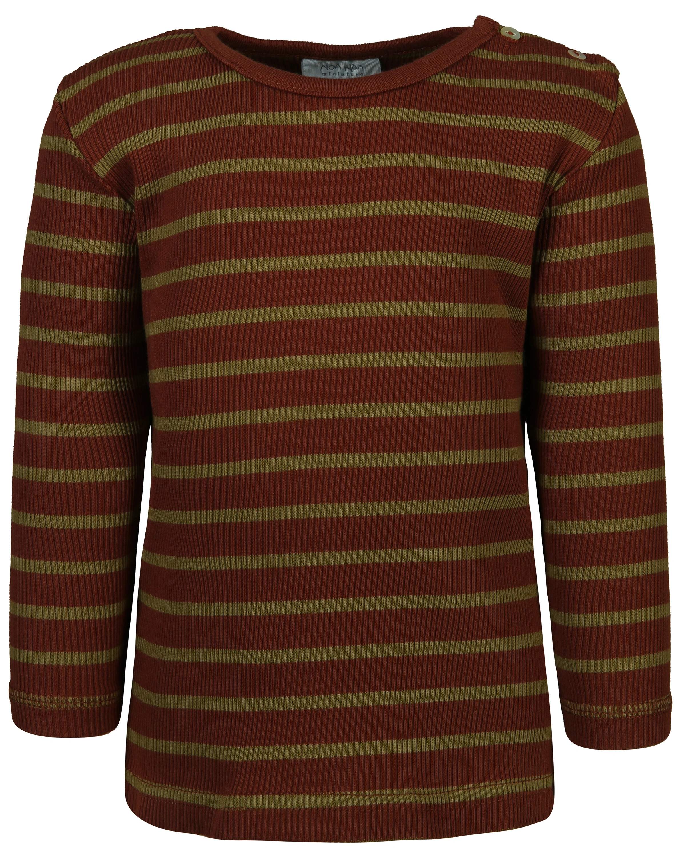Langarmshirt BASIC BOY DOUBLE RIB gestreift in art brown