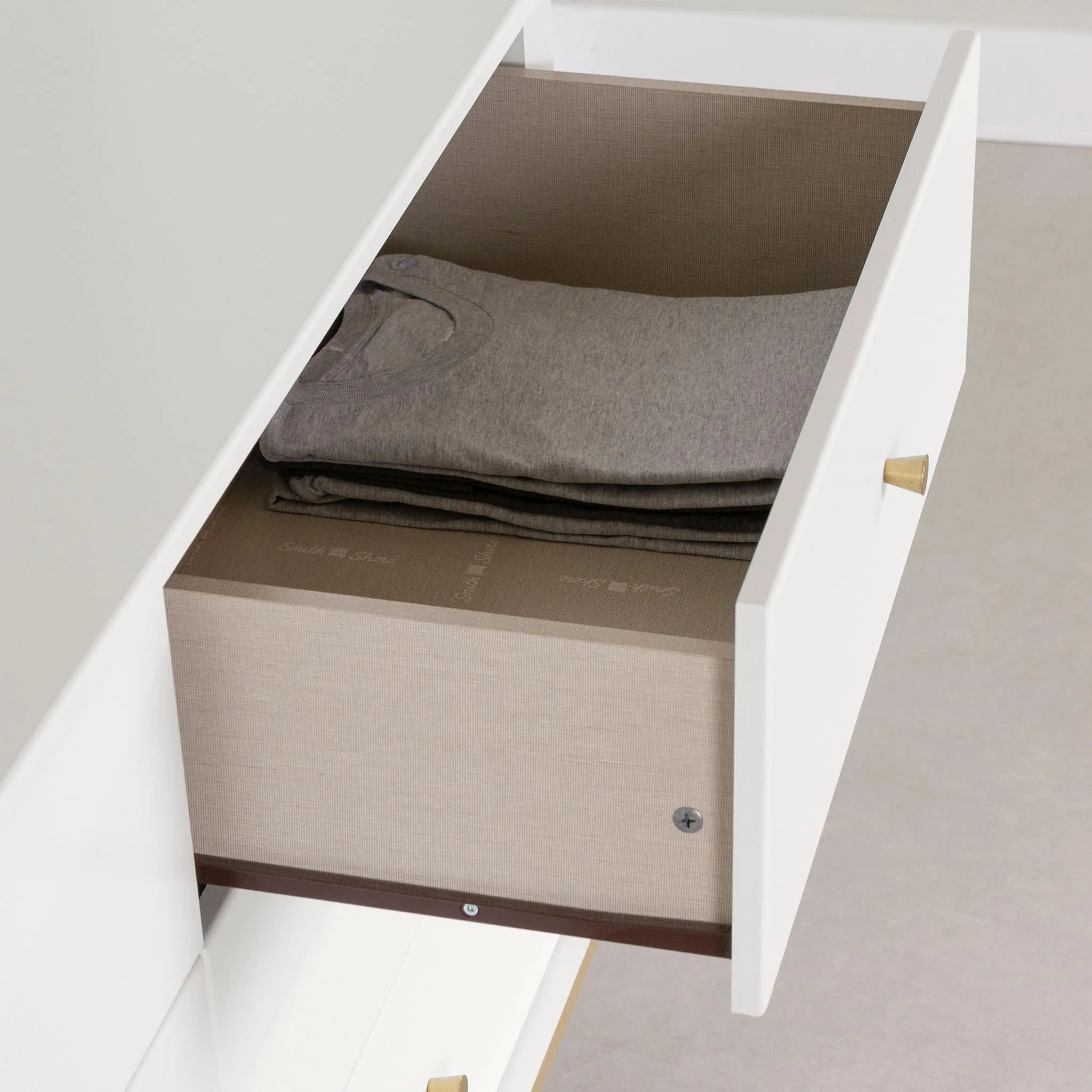 South Shore Bureau double 6 tiroirs - Dylane Blanc solide
