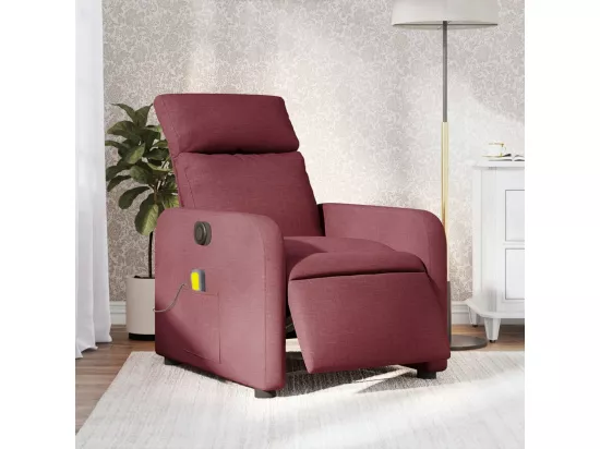 Fauteuil massant inclinable électrique Rouge bordeaux Tissu