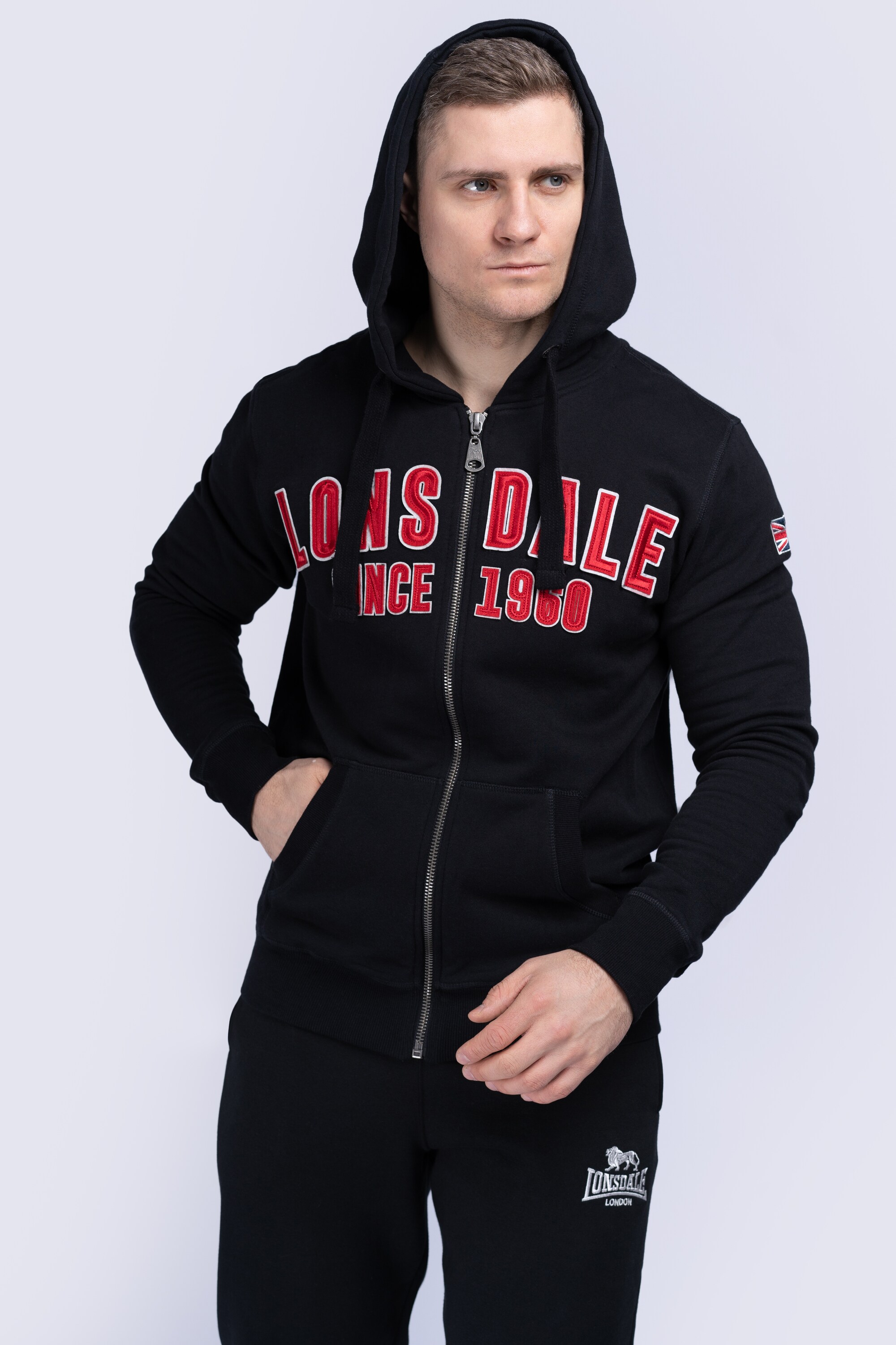 Lonsdale Herren Kapuzensweatjacke mit Reißverschluss normale Passform PAIGNTON