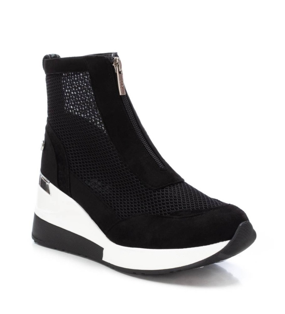 Tênis Xti 141043 Preto - Salto Anabela de 7cm -