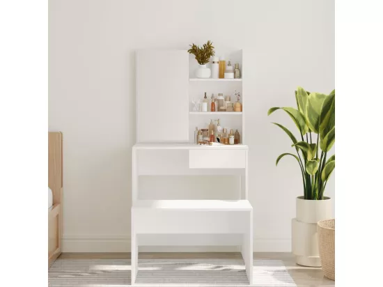 Coiffeuse avec miroir blanc 74,5x40x141 cm