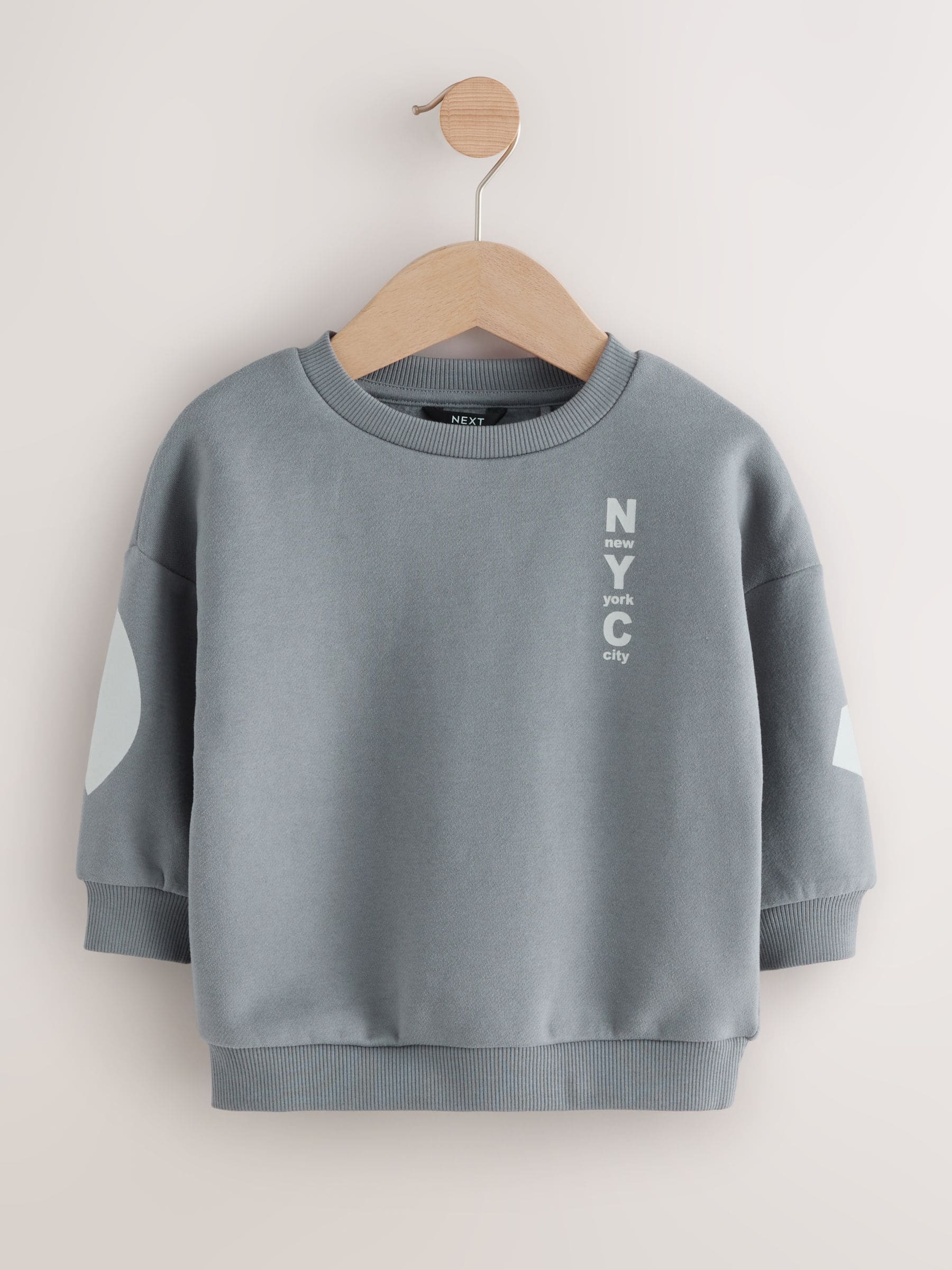 Grijs - Jersey sweatshirt met ronde hals en print op de rug (3mnd -7jr)